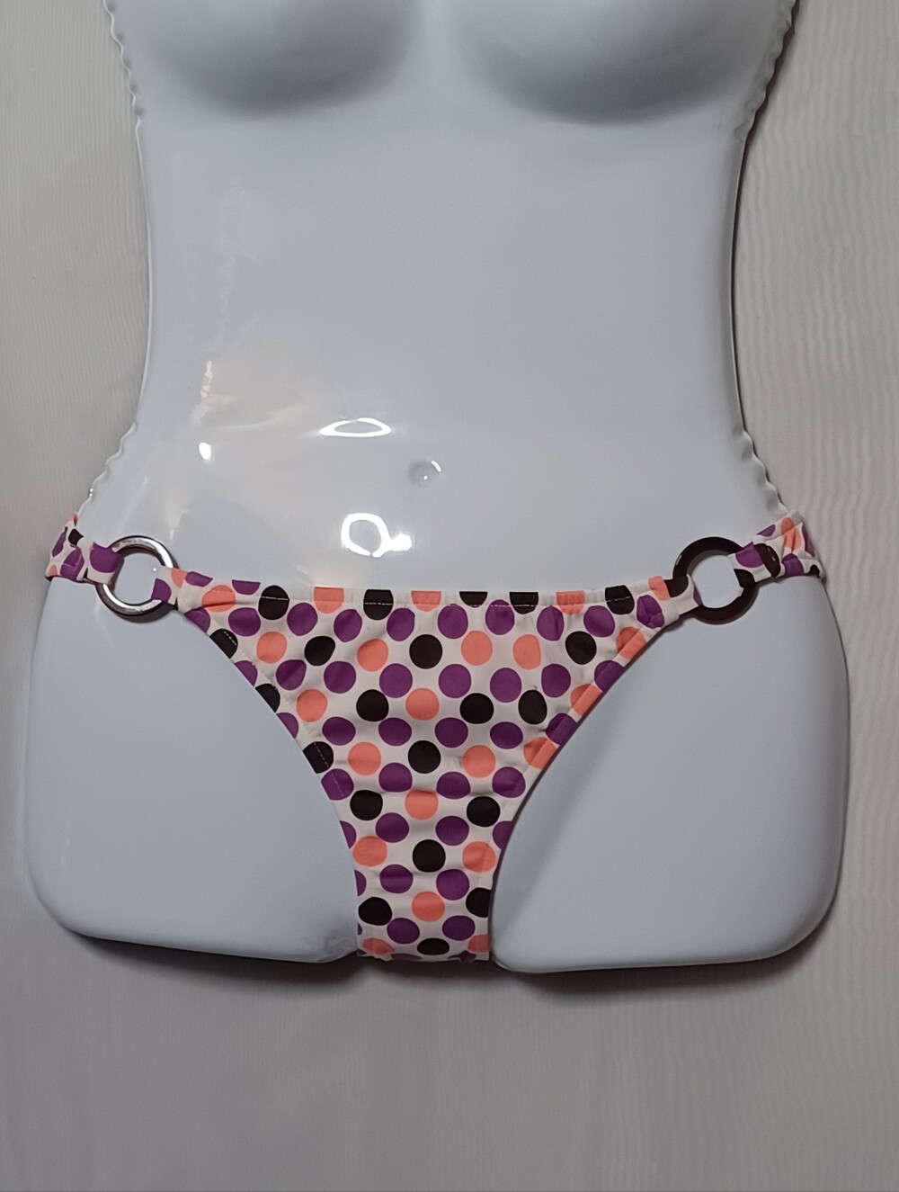 Milly Cabana Pink & Purple Polka Dot Bikini Bottom with Side Ring. Size P ( XS)